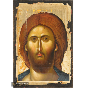 Jesus Christ the Almighty Greek Icon with Aged Gold Leaves