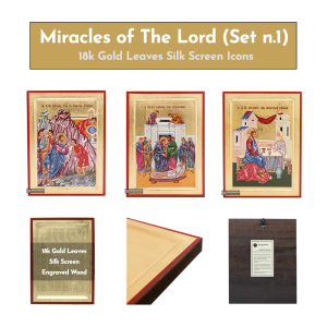 18k Miracles of The Lord Set - 3 Small Gold Leaf Icons Set