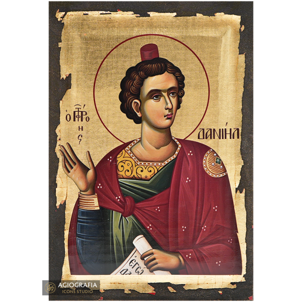 Prophet Daniel Christian Icon with Aged Gold Leaves