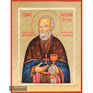 Saint Alexis Toth Handwritten Greek Icon with Matte Gold Leaves