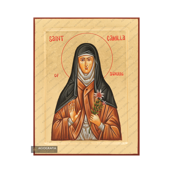 Saint Camille Handwritten Orthodox Icon with Gold Leaves