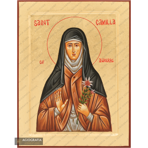 Saint Camille Handwritten Orthodox Icon with Gold Leaves