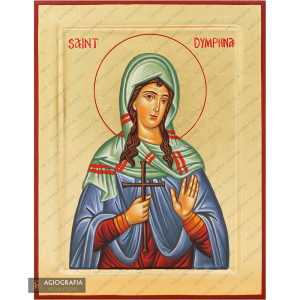 Saint Dimphna Handwritten Orthodox Icon with Gold Leaves