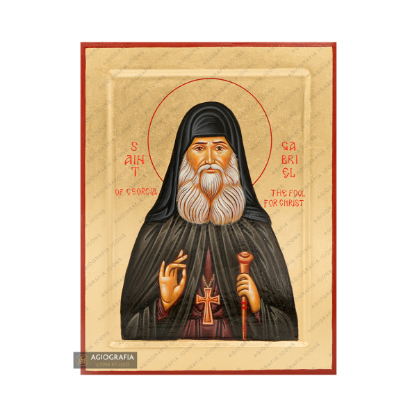 Saint Gabriel Handwritten Orthodox Icon with Matte Gold Leaves
