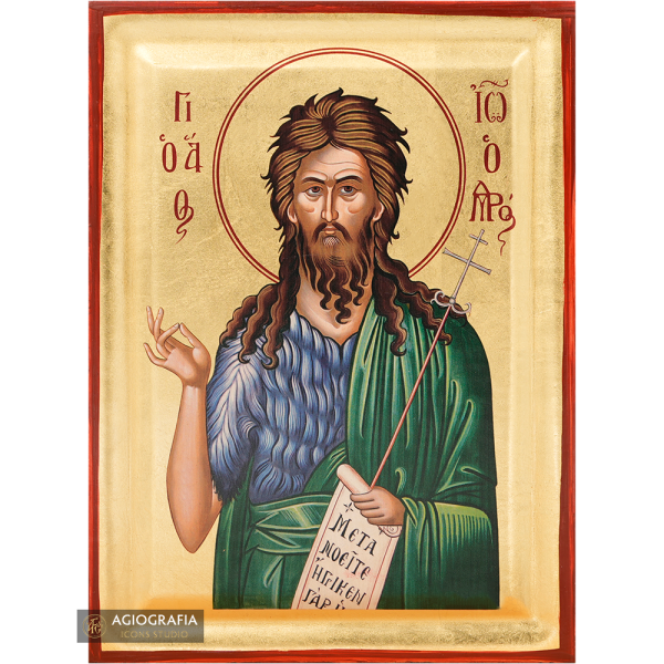 Saint John the Baptist Orthodox Icon with Gold Leaves