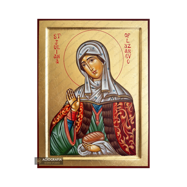 Saint Juliana of Lazarevo Handwritten Orthodox Icon with Gold Leaves