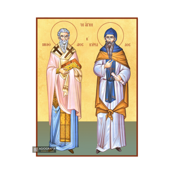 22k Saints Cyrill & Methodius Premium Gold Leaf Orthodox Icon