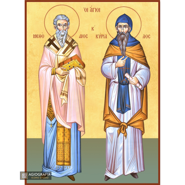 22k Saints Cyrill & Methodius Premium Gold Leaf Orthodox Icon
