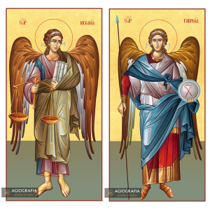 2 Icons - Archangels Michael & Gabriel with 22 karats Gold Leaf