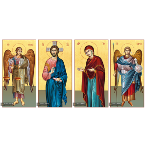 4 Icons Jesus Christ Virgin Mary Archangels Michael & Gabriel 22k Gold