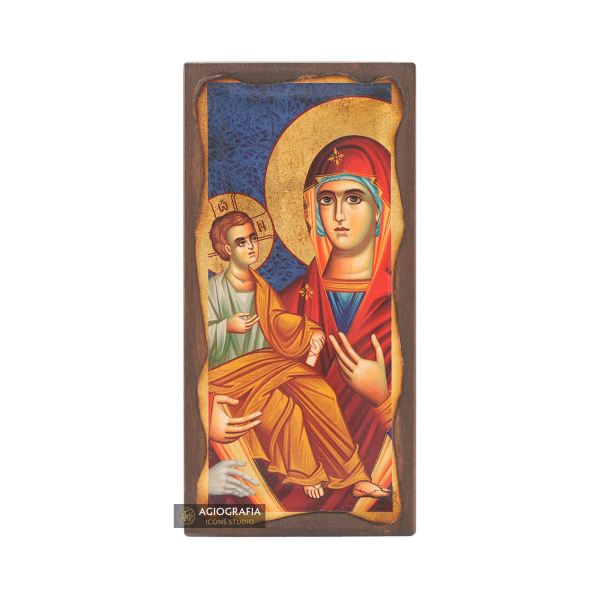 Virgin Mary with Three Hands Christian Icon with Aged Gold Leaves