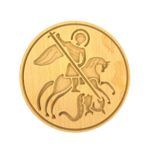 Saint George Holy Bread Prosphora Seal - 16cm - Natural wood - Christian Orthodox Stamp - Traditional Orthodox Prosphora