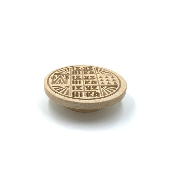 Holy Bread Prosphora Seal - 13cm - Natural wood - Christian Orthodox Stamp - Traditional Orthodox Prosphora - Jesus Christ, Theotokos Angels
